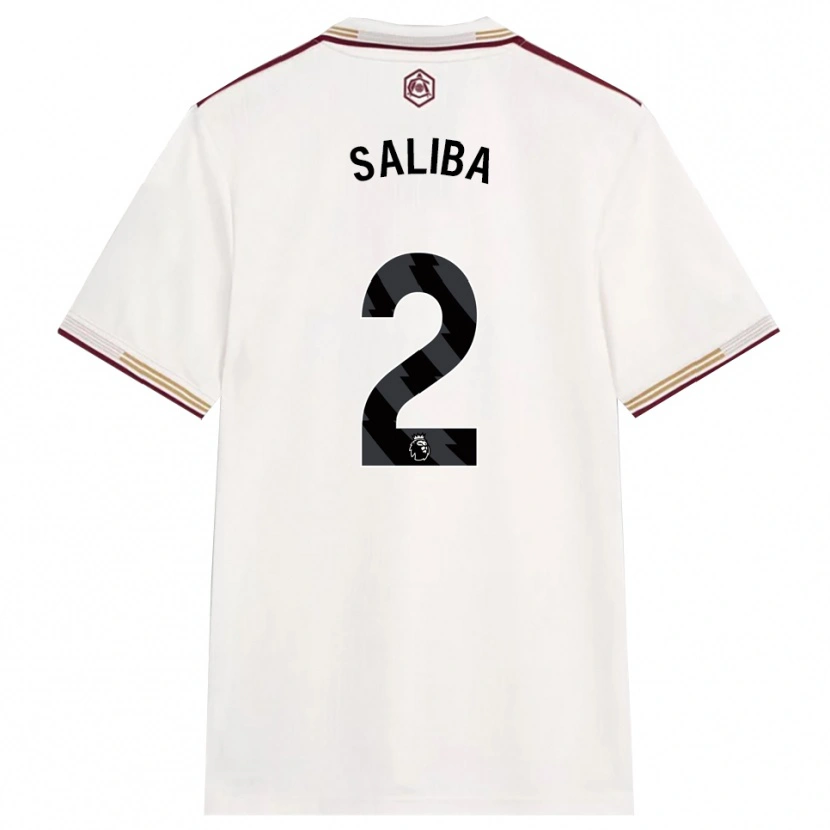 Danxen Men William Saliba #2 Off White Burgundy Third Jersey 2025/26 T-Shirt