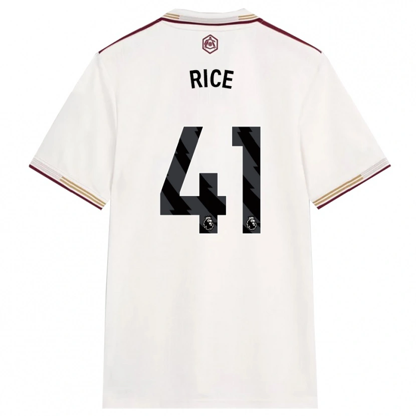 Danxen Men Declan Rice #41 Off White Burgundy Third Jersey 2025/26 T-Shirt