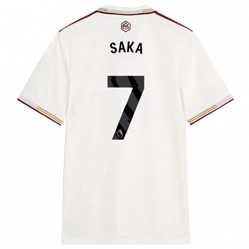 Danxen Men Bukayo Saka #7 Off White Burgundy Third Jersey 2025/26 T-Shirt