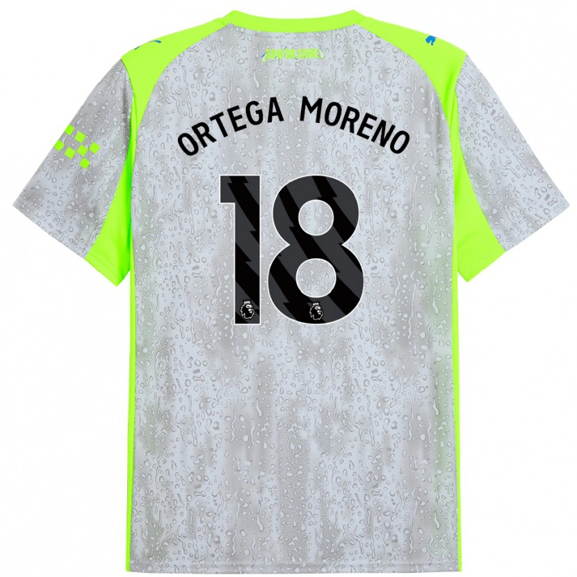 Danxen Men Stefan Ortega #18 Gray Yellow Third Jersey 2025/26 T-Shirt