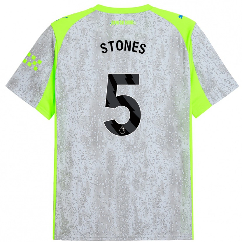 Danxen Men John Stones #5 Gray Yellow Third Jersey 2025/26 T-Shirt