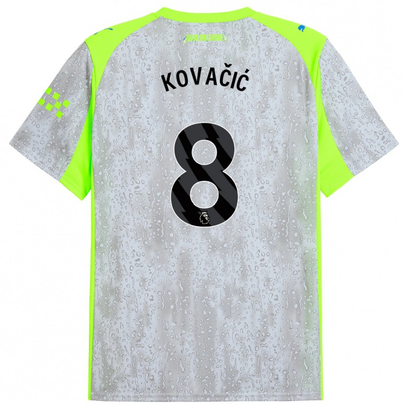 Danxen Men Mateo Kovacic #8 Gray Yellow Third Jersey 2025/26 T-Shirt
