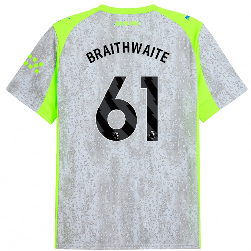 Danxen Men Kaden Braithwaite #61 Gray Yellow Third Jersey 2025/26 T-Shirt