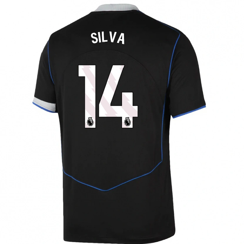 Danxen Men Isago Silva #14 Black Blue Silver Third Jersey 2025/26 T-Shirt