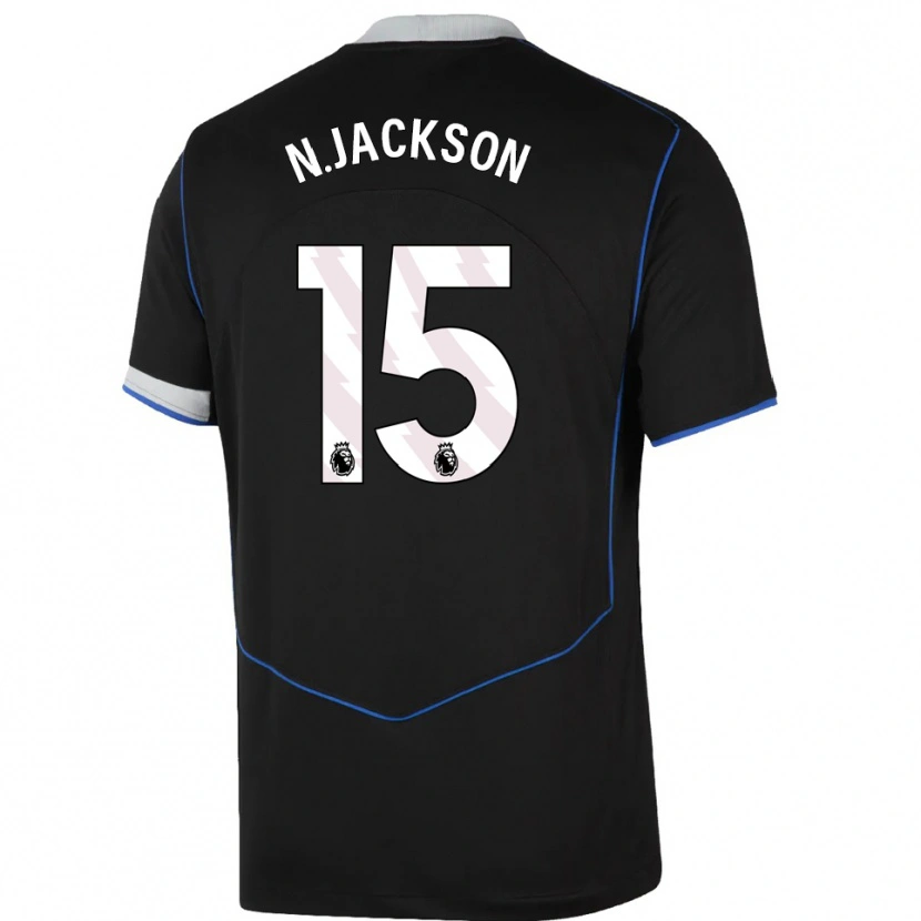 Danxen Men Nicolas Jackson #15 Black Blue Silver Third Jersey 2025/26 T-Shirt