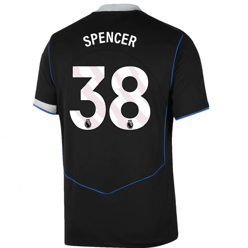 Danxen Men Becky Spencer #38 Black Blue Silver Third Jersey 2025/26 T-Shirt