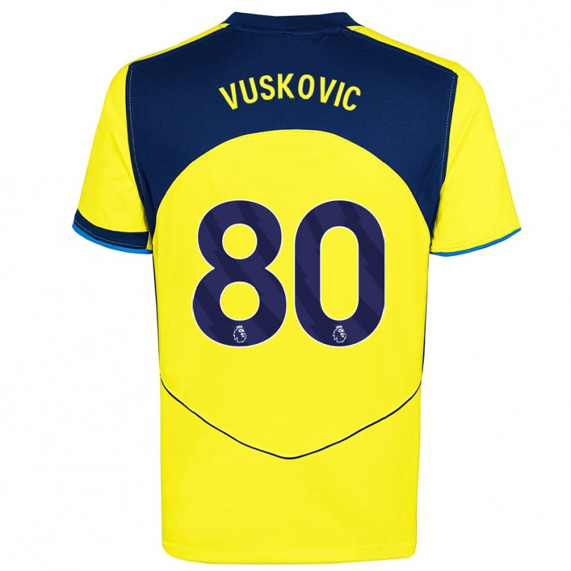 Danxen Men Luka Vuskovic #80 Yellow Navy Third Jersey 2025/26 T-Shirt