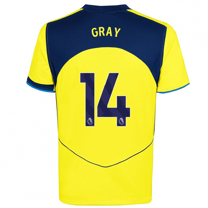 Danxen Men Archie Gray #14 Yellow Navy Third Jersey 2025/26 T-Shirt