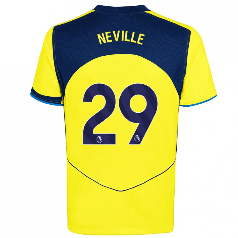 Danxen Men Ashleigh Neville #29 Yellow Navy Third Jersey 2025/26 T-Shirt