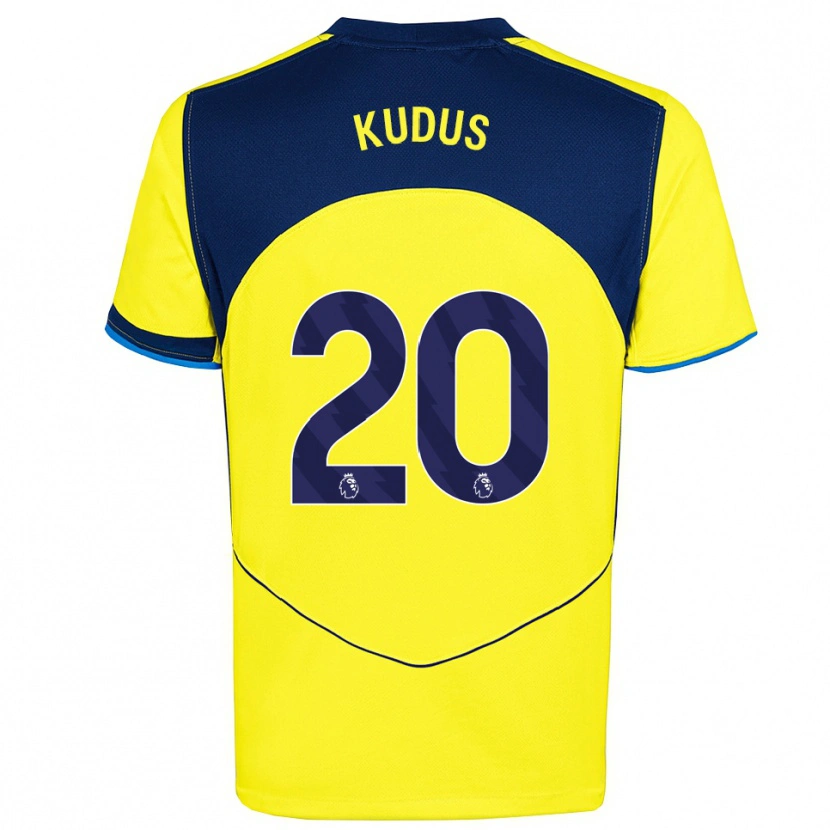 Danxen Men Mohammed Kudus #20 Yellow Navy Third Jersey 2025/26 T-Shirt
