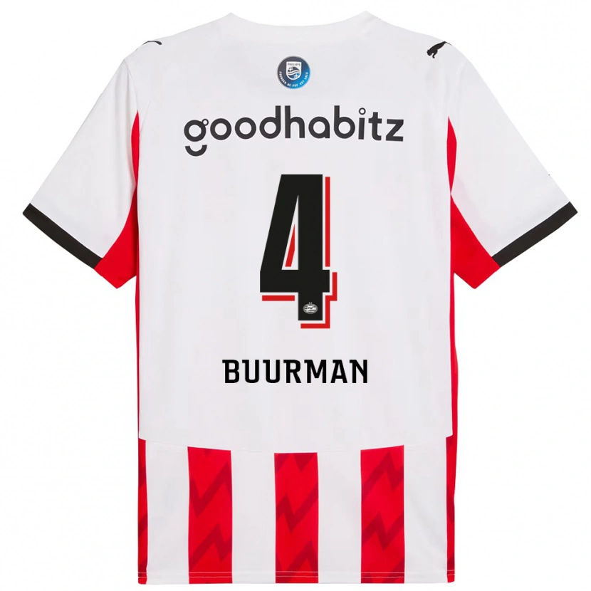 Danxen Women Veerle Buurman #4 Red White Home Jersey 2025/26 T-Shirt