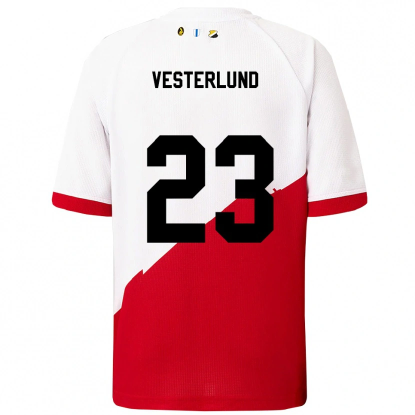Danxen Women Niklas Vesterlund #23 White Red Home Jersey 2025/26 T-Shirt