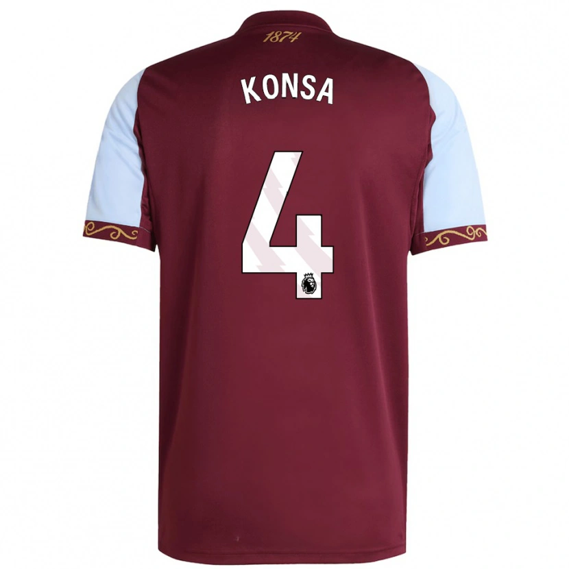 Danxen Women Ezri Konsa #4 Burgundy Sky Blue Home Jersey 2025/26 T-Shirt