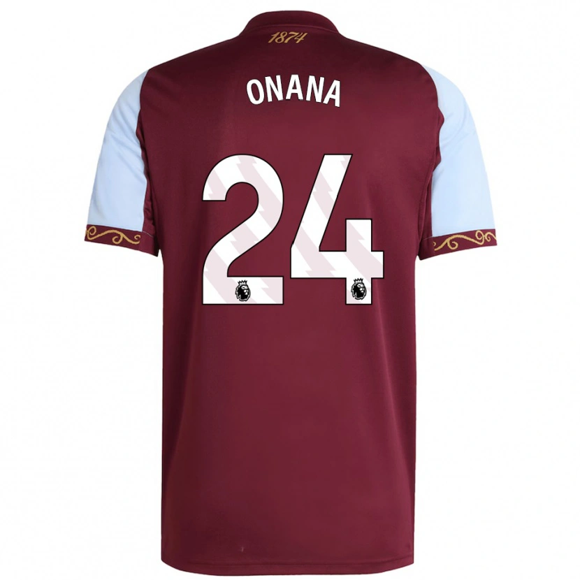 Danxen Women Amadou Onana #24 Burgundy Sky Blue Home Jersey 2025/26 T-Shirt