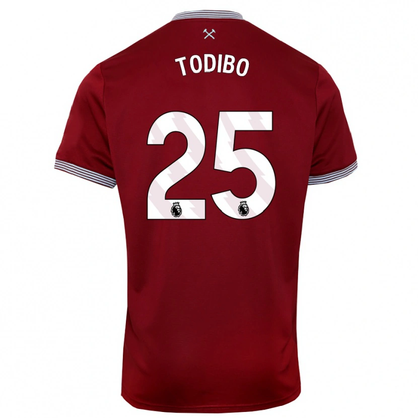 Danxen Women Jean-Clair Todibo #25 Burgundy White Home Jersey 2025/26 T-Shirt