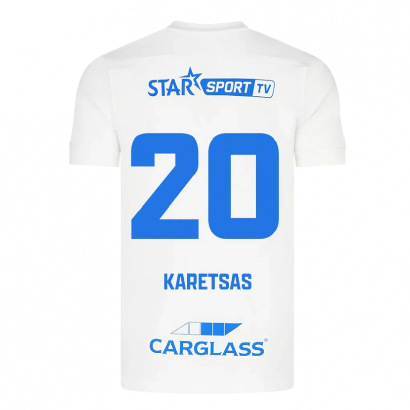 Danxen Women Konstantinos Karetsas #20 White Blue Away Jersey 2025/26 T-Shirt