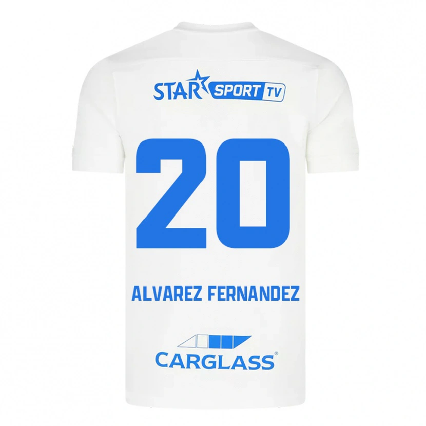 Danxen Women Loïc Alvarez Fernandez #20 White Blue Away Jersey 2025/26 T-Shirt