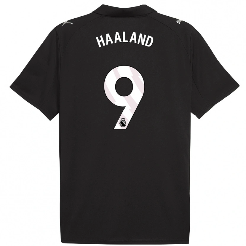 Danxen Women Erling Haaland #9 Black White Away Jersey 2025/26 T-Shirt