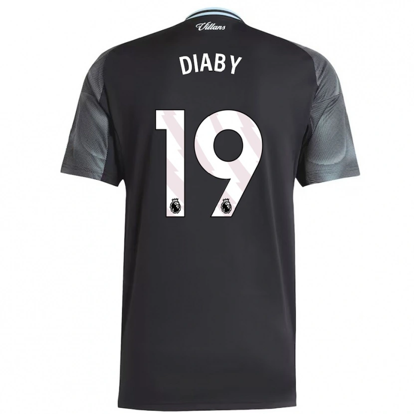 Danxen Women Moussa Diaby #19 Black Sky Blue Away Jersey 2025/26 T-Shirt