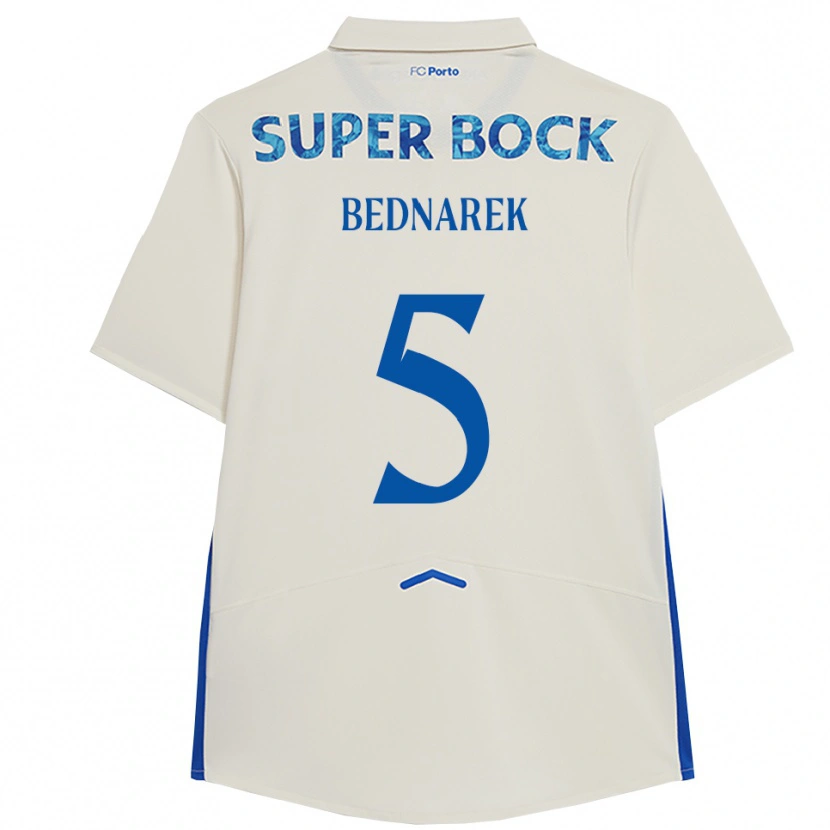 Danxen Women Jan Bednarek #5 White Blue Third Jersey 2025/26 T-Shirt