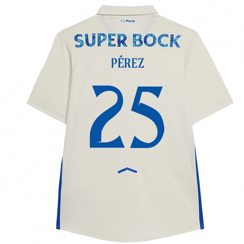 Danxen Women Tomás Pérez #25 White Blue Third Jersey 2025/26 T-Shirt
