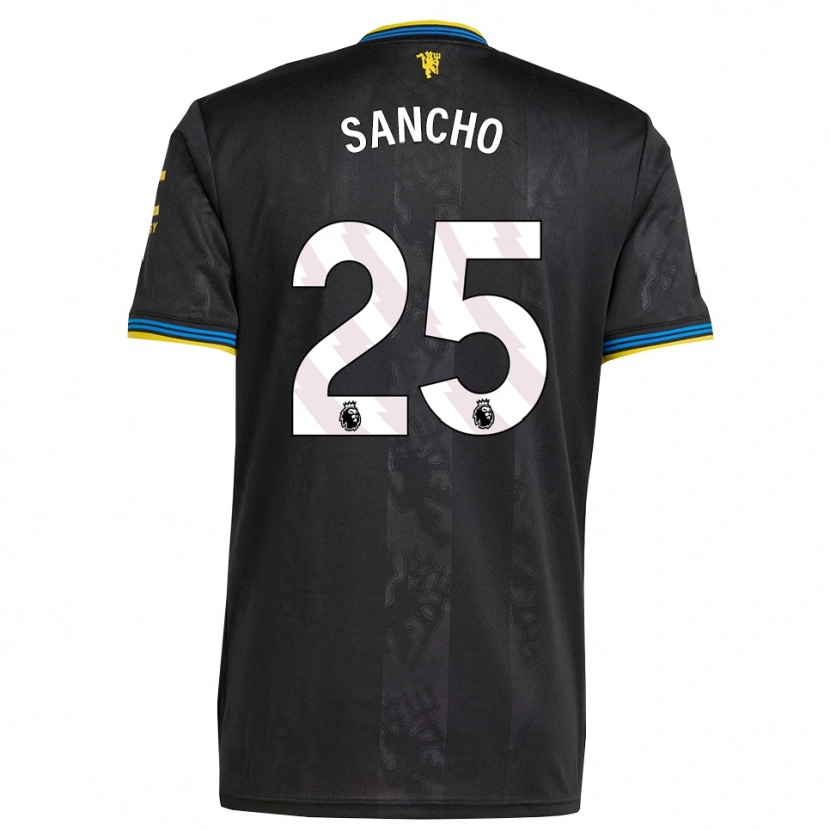 Danxen Women Jadon Sancho #25 Black Yellow Blue Third Jersey 2025/26 T-Shirt