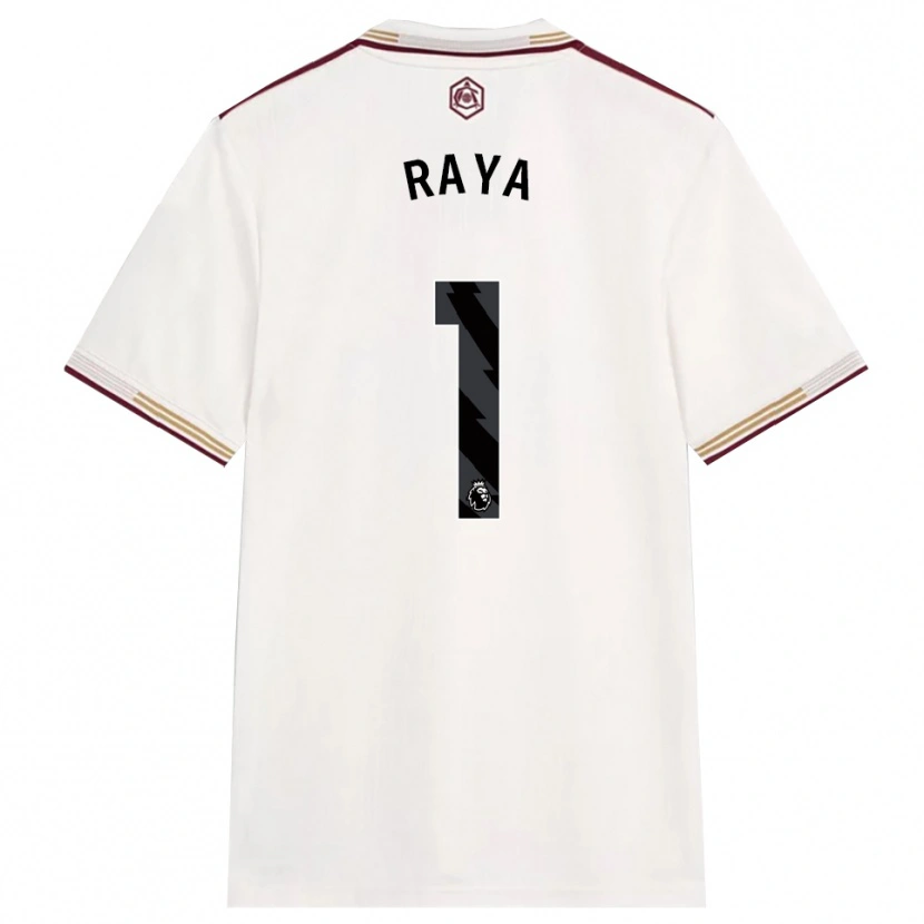 Danxen Women David Raya #1 Off White Burgundy Third Jersey 2025/26 T-Shirt