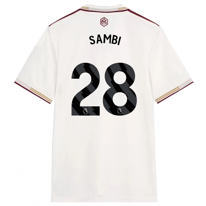 Danxen Women Albert Sambi Lokonga #28 Off White Burgundy Third Jersey 2025/26 T-Shirt
