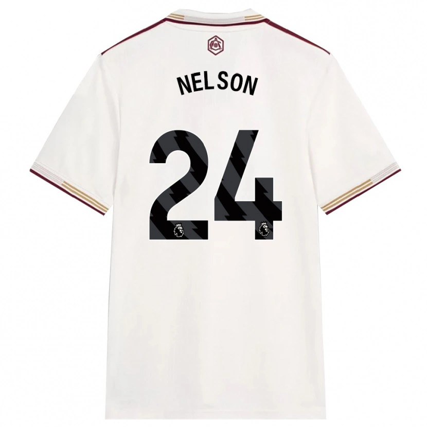 Danxen Women Reiss Nelson #24 Off White Burgundy Third Jersey 2025/26 T-Shirt