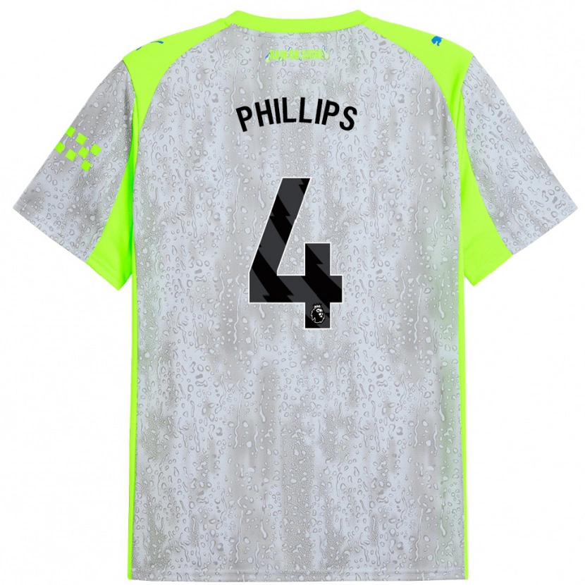 Danxen Women Kalvin Phillips #4 Gray Yellow Third Jersey 2025/26 T-Shirt