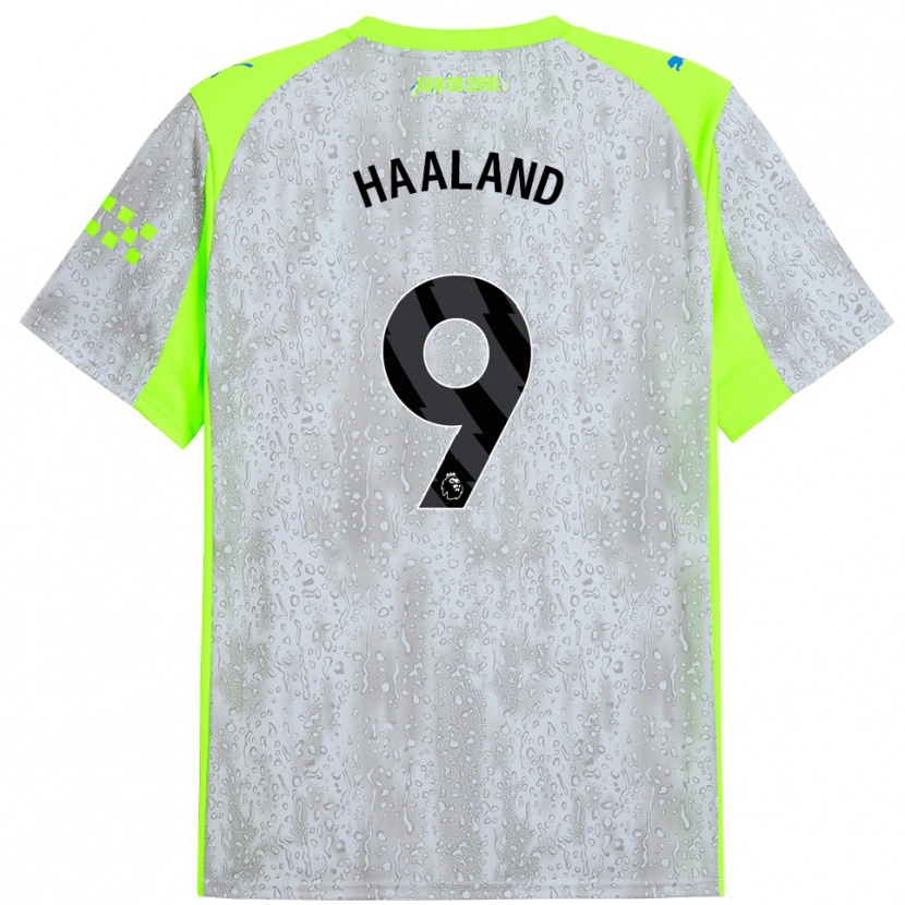 Danxen Women Erling Haaland #9 Gray Yellow Third Jersey 2025/26 T-Shirt