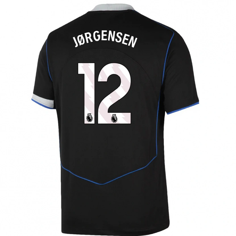 Danxen Women Filip Jørgensen #12 Black Blue Silver Third Jersey 2025/26 T-Shirt