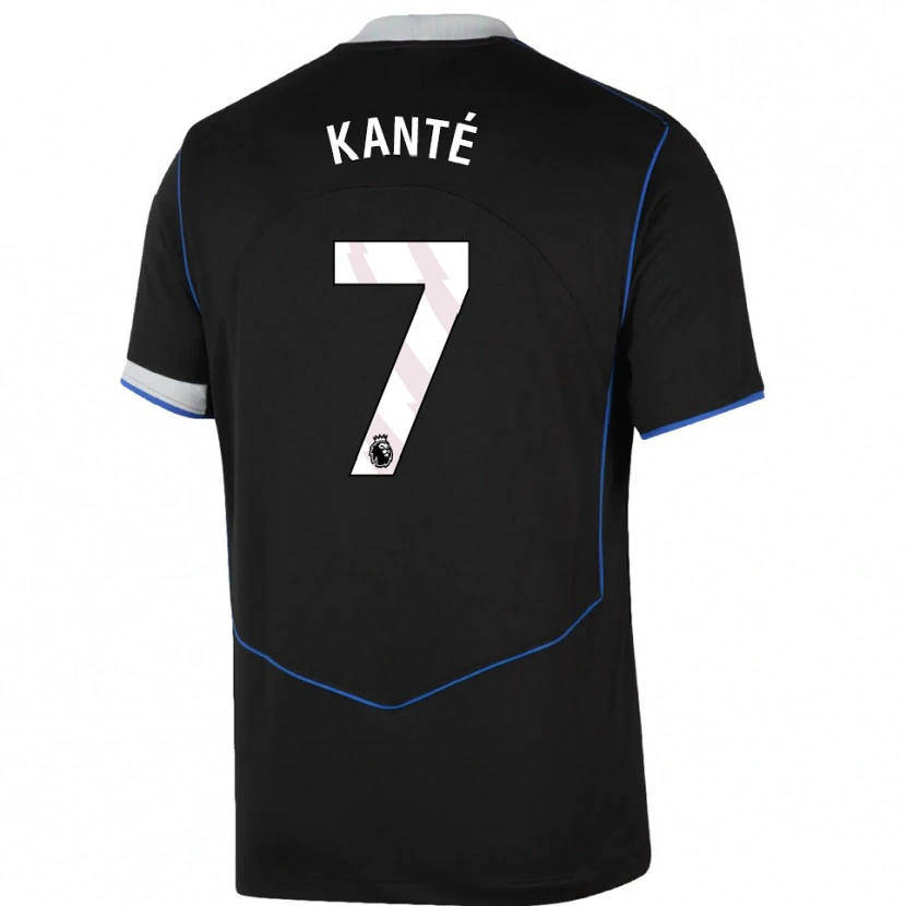 Danxen Women N'golo Kante #7 Black Blue Silver Third Jersey 2025/26 T-Shirt