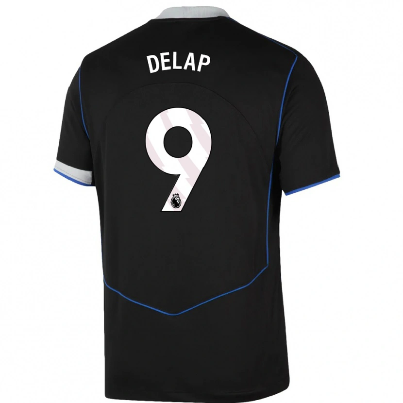 Danxen Women Liam Delap #9 Black Blue Silver Third Jersey 2025/26 T-Shirt