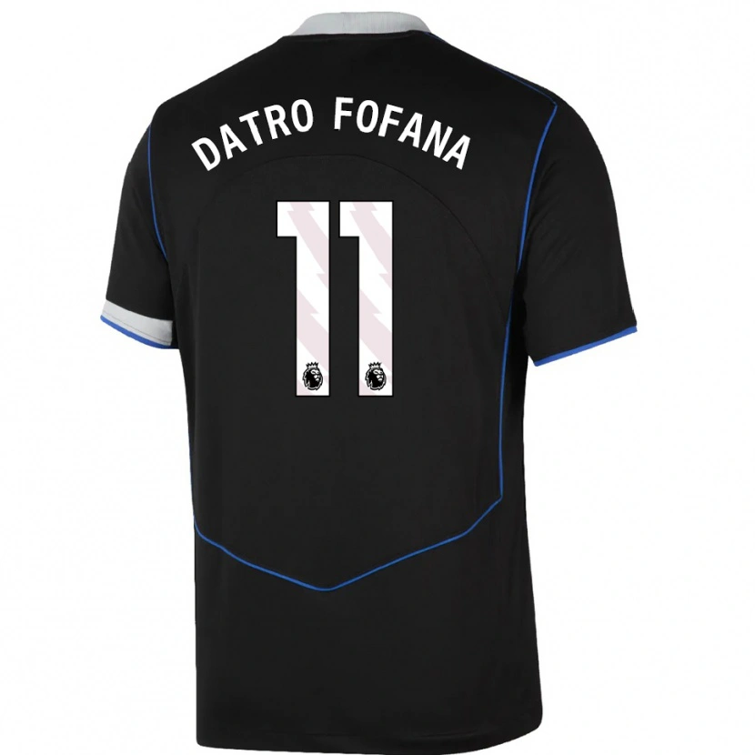 Danxen Women David Datro Fofana #11 Black Blue Silver Third Jersey 2025/26 T-Shirt