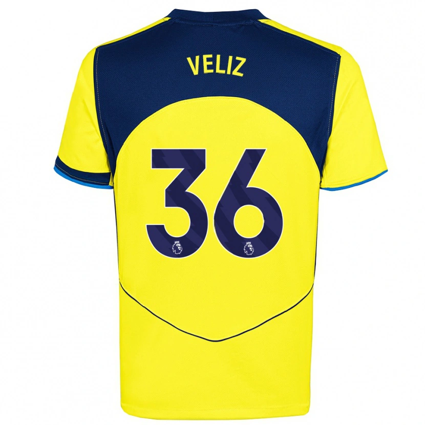 Danxen Women Alejo Véliz #36 Yellow Navy Third Jersey 2025/26 T-Shirt