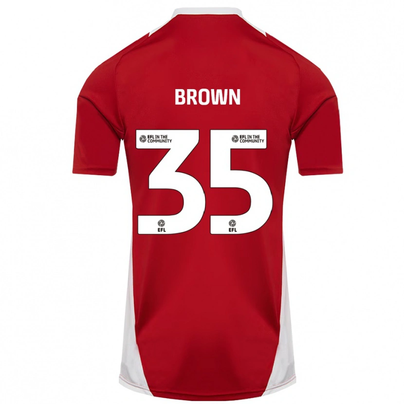 Danxen Kid Jaxon Brown #35 Red White Gold Home Jersey 2025/26 T-Shirt