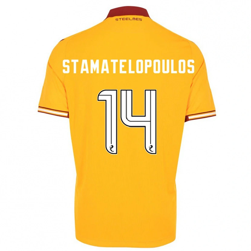 Danxen Kid Apostolos Stamatelopoulos #14 Yellow Burgundy Home Jersey 2025/26 T-Shirt