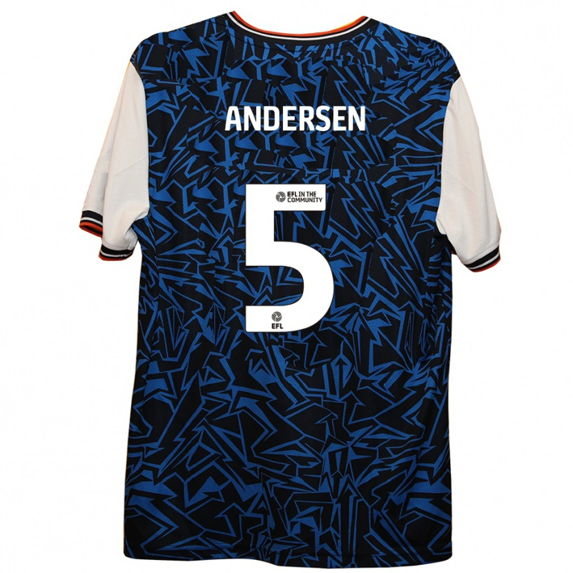 Danxen Kid Mads Andersen #5 Blue Black White Away Jersey 2025/26 T-Shirt