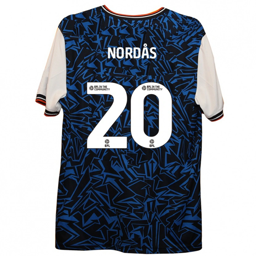 Danxen Kid Lasse Nordås #20 Blue Black White Away Jersey 2025/26 T-Shirt