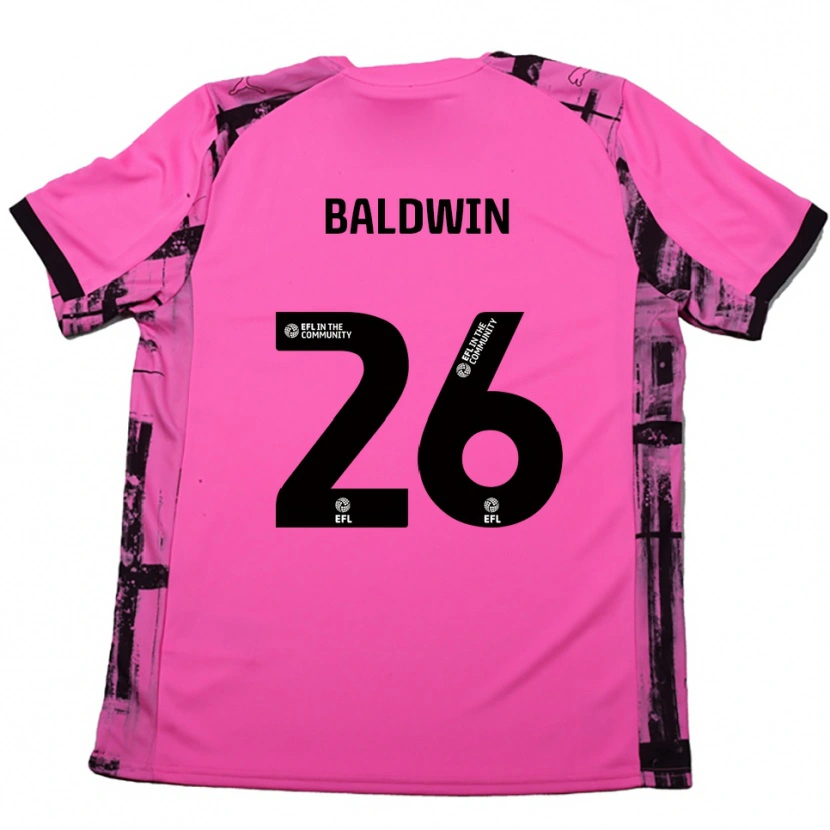 Danxen Kid Jack Baldwin #26 Rose Red Black Away Jersey 2025/26 T-Shirt