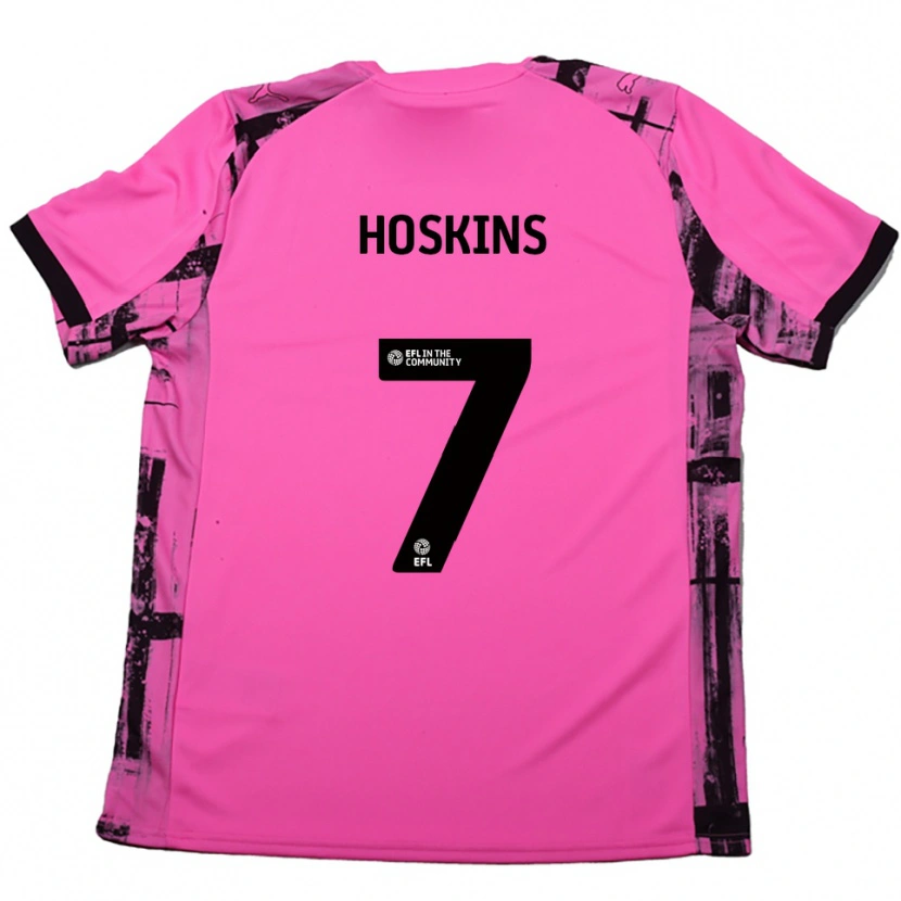 Danxen Kid Sam Hoskins #7 Rose Red Black Away Jersey 2025/26 T-Shirt