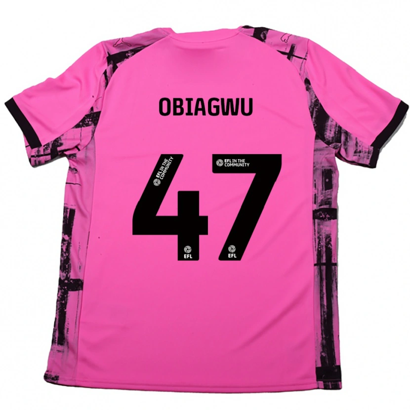 Danxen Kid Fran Obiagwu #47 Rose Red Black Away Jersey 2025/26 T-Shirt