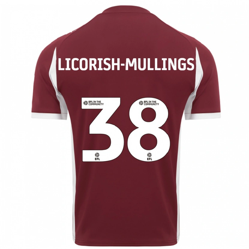 Danxen Men Kiantay Licorish-Mullings #38 Burgundy White Home Jersey 2025/26 T-Shirt