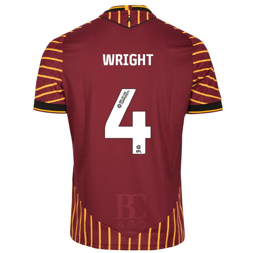 Danxen Men Joe Wright #4 Orange Burgundy Home Jersey 2025/26 T-Shirt