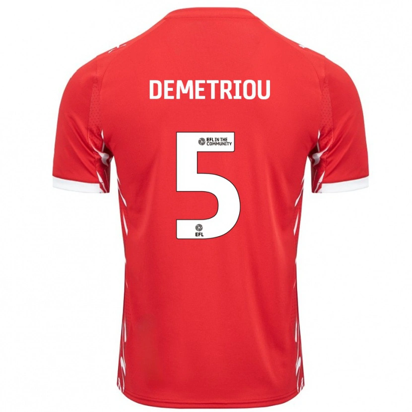 Danxen Men Mickey Demetriou #5 Red White Home Jersey 2025/26 T-Shirt