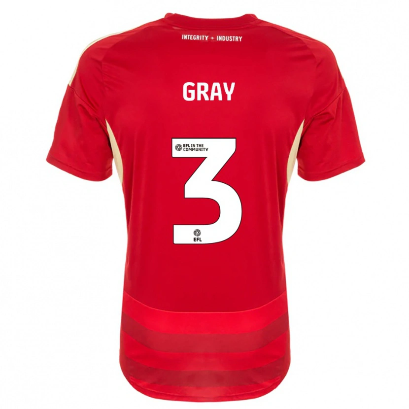 Danxen Men Rebecca Gray #3 Red White Home Jersey 2025/26 T-Shirt