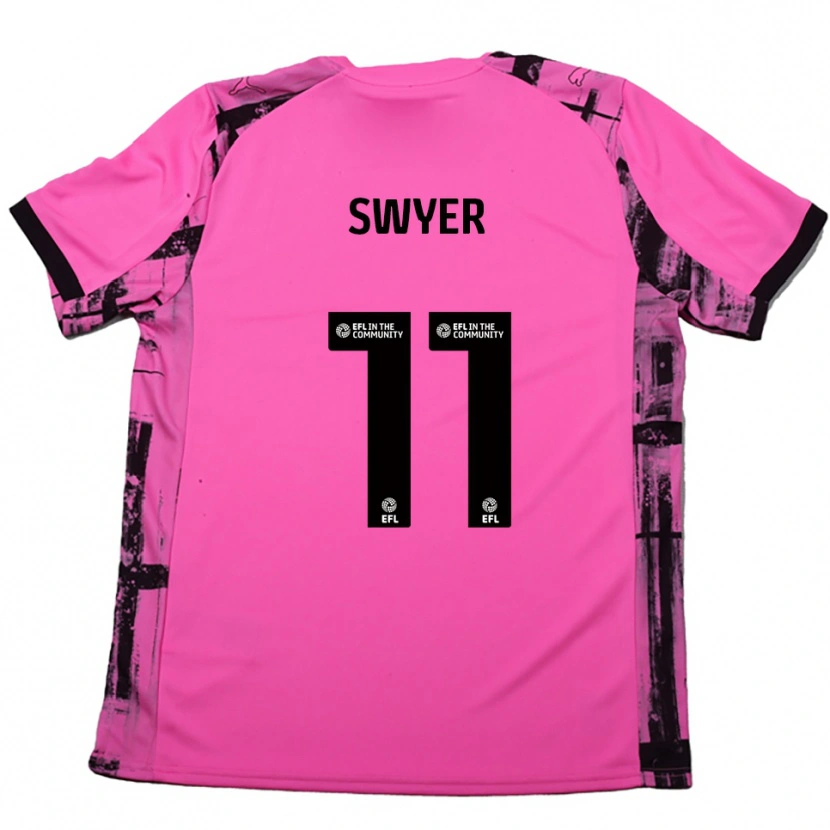 Danxen Men Kamarai Swyer #11 Rose Red Black Away Jersey 2025/26 T-Shirt