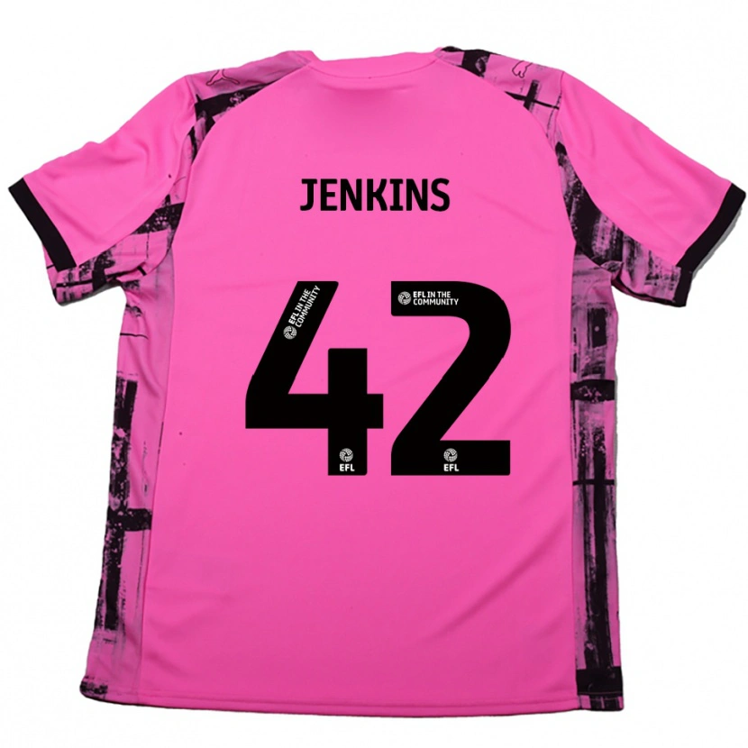 Danxen Men Leo Jenkins #42 Rose Red Black Away Jersey 2025/26 T-Shirt
