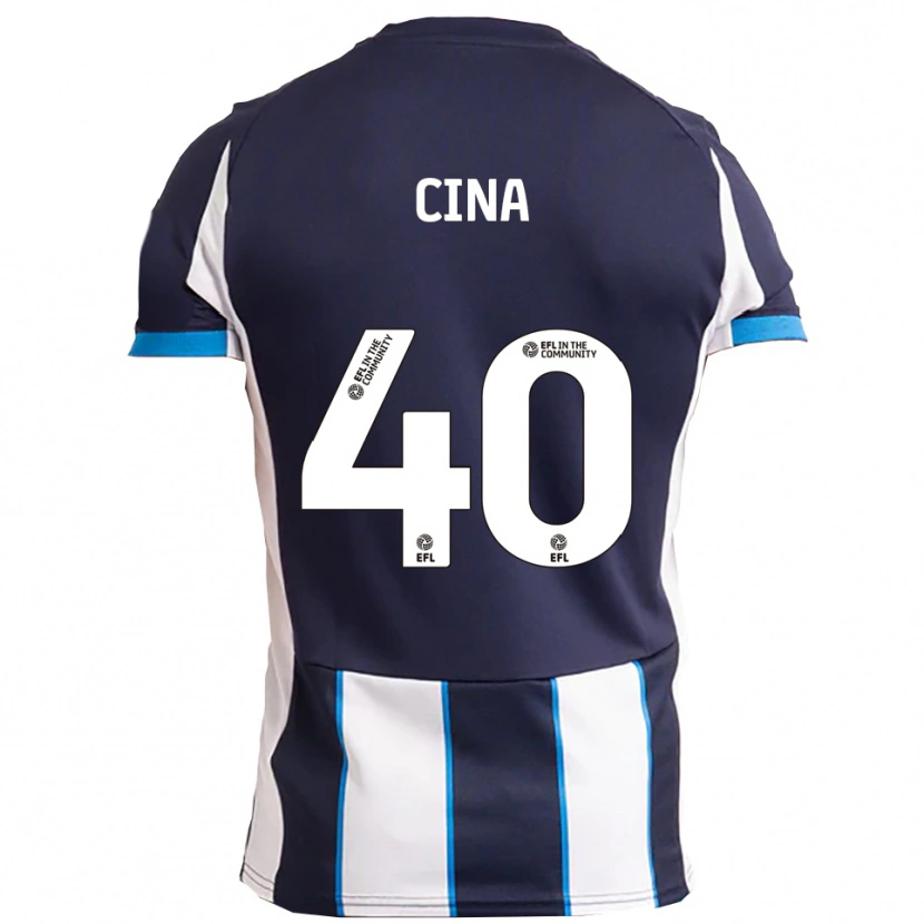 Danxen Men Bruno Cina #40 White Navy Away Jersey 2025/26 T-Shirt